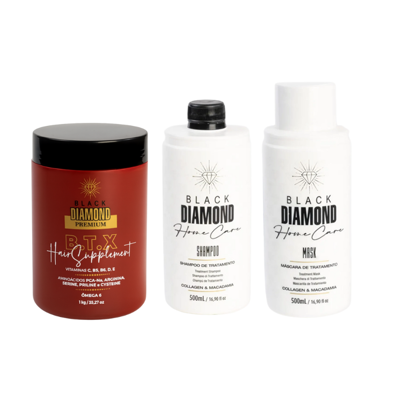 Black Diamond BTX + Home Care Set – Shampoo 500ml + Mask 500ml + BTX 1kg