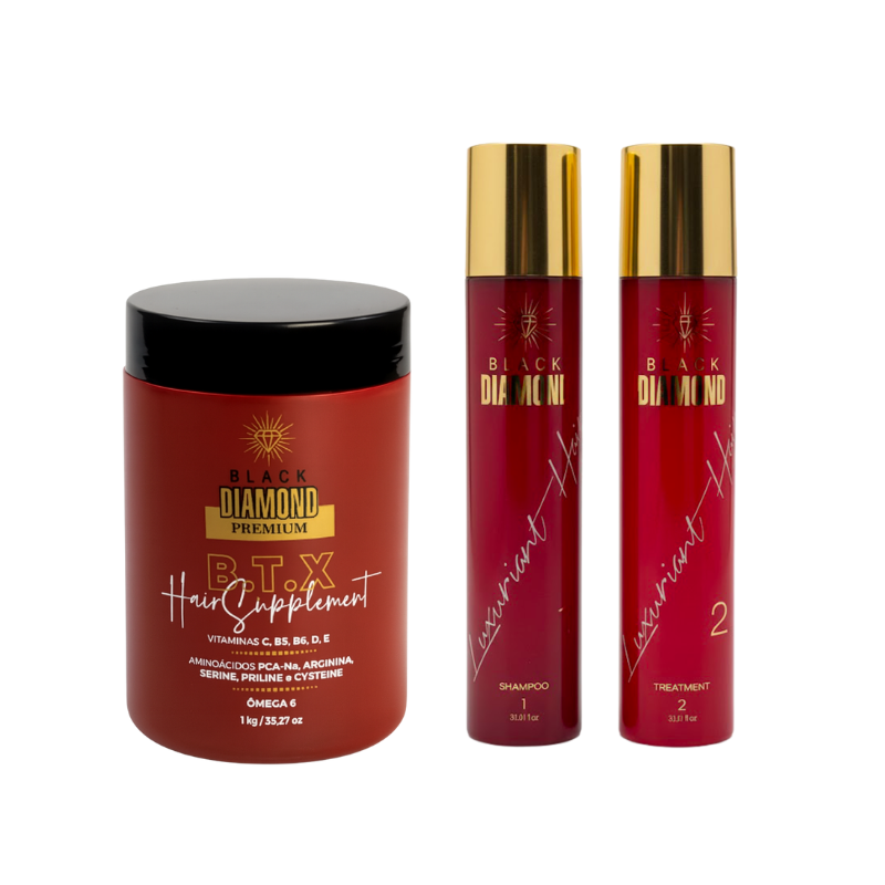Black Diamond BTX + 2-Step Treatment Set – Shampoo 1 + Treatment 2  (2X1L) + BTX 1kg
